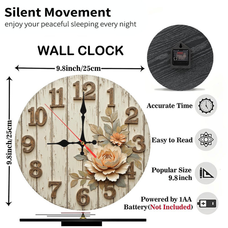 Horloge murale rustique en bois