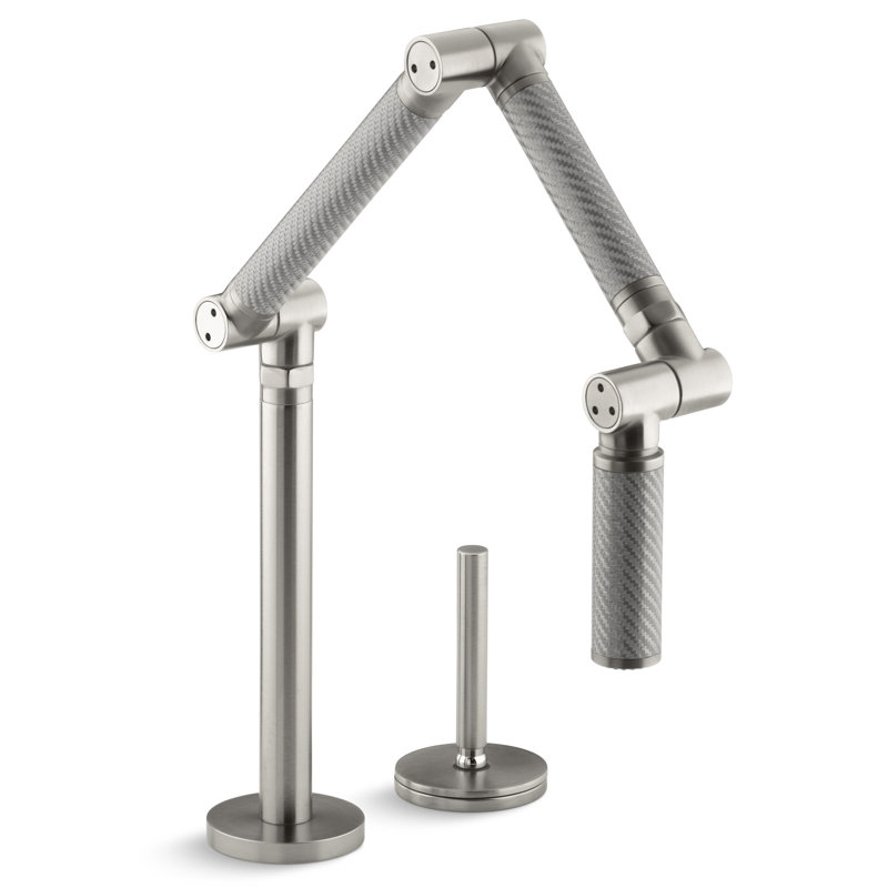 Robinet remplisseur à deux trous Karbon, Or brossé éclatant de style moderne avec tube d'or