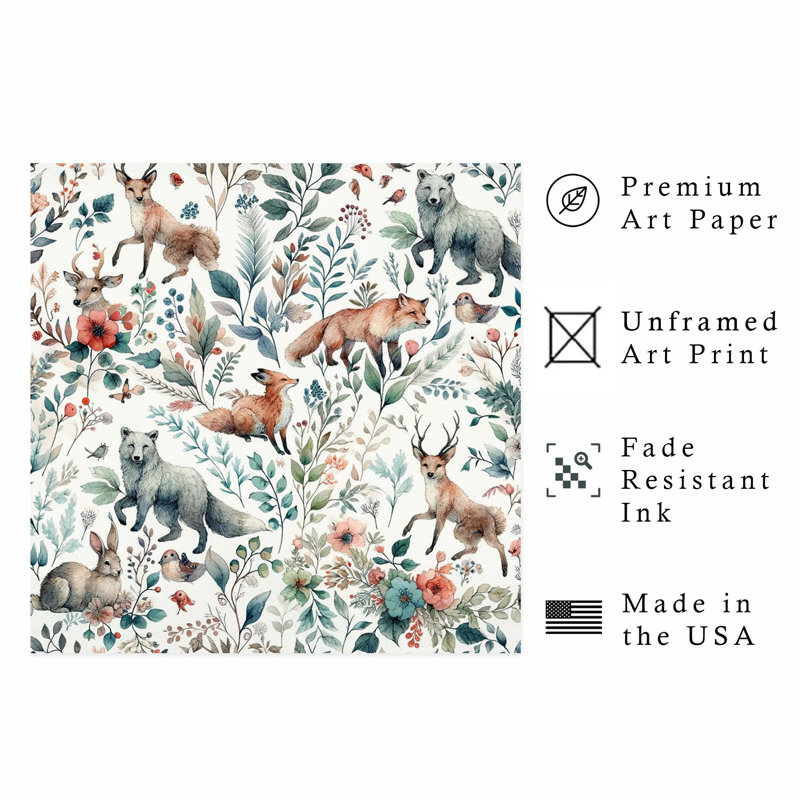 Reproduction d'art sans cadre, animaux, animaux de la forêt, H 12 po x l 12 po