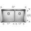 Évier de cuisine en acier inoxydable à double cuve encastrable 33 po Quatrus R15