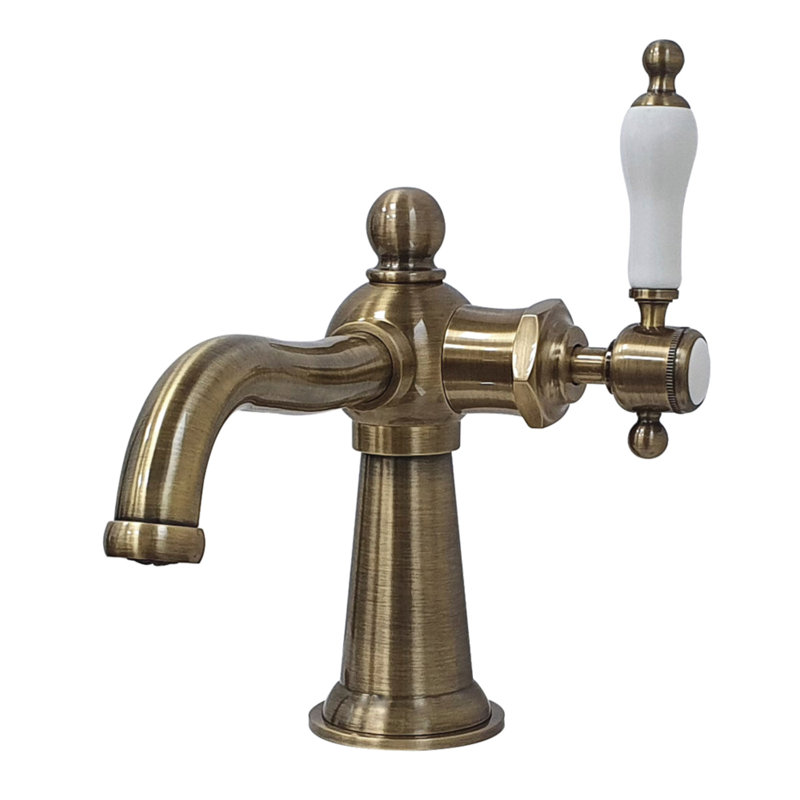 Robinet de salle de bain monotrou avec drain Whitaker, Laiton antique