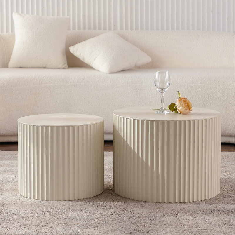 Ensemble de 2 tables basses gigognes Beige
