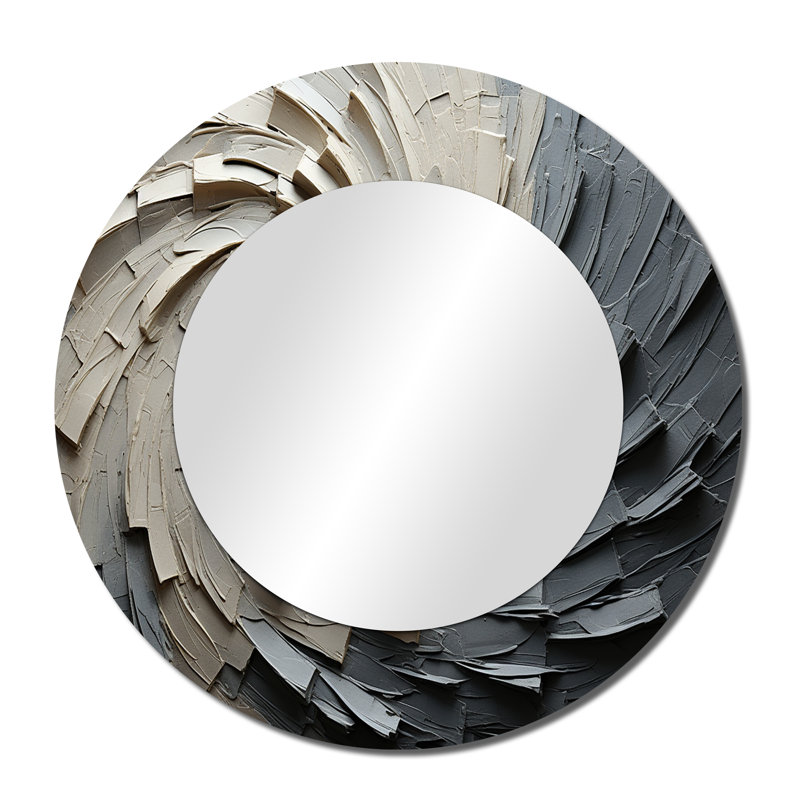 Miroir mural Seryn Gray Beige Meditation, 36 po x 36 po