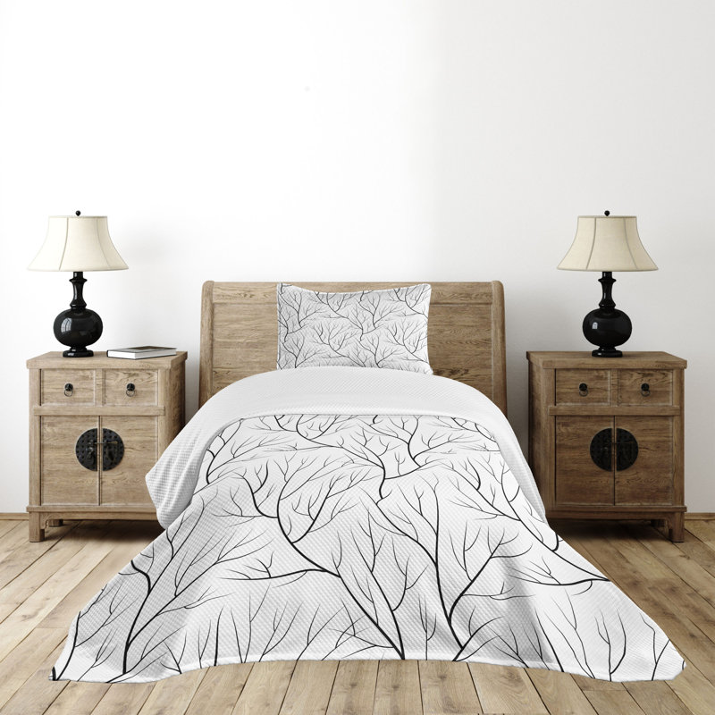 Twin White Quilted Bedspread Set with Pillow Sham