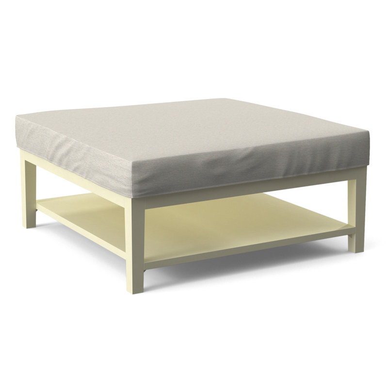 Hammond Square Ottoman, Antique Frost White Finish, White Performance Fabric; 0851-94