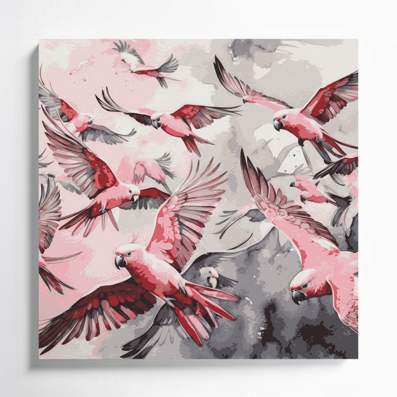«Birds Galah Beige», art mural sur toile, H 12 po x l 12 po