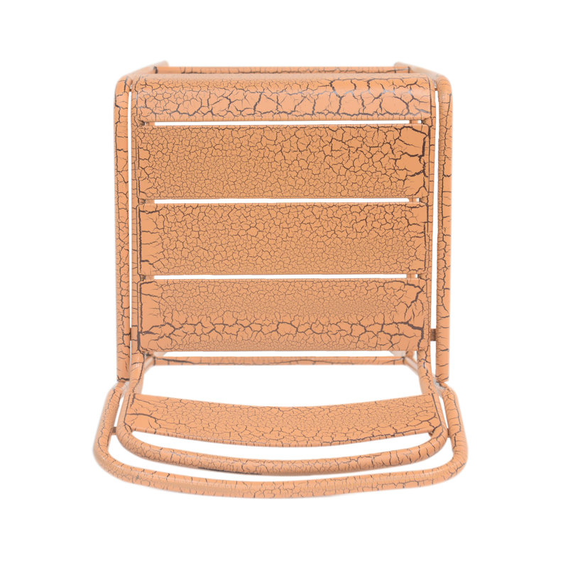 2 tabourets de bar d'extérieur en fer, finition craquelée mate, orange, assise confortable, 2 tabourets en fer, lambris moderne pour