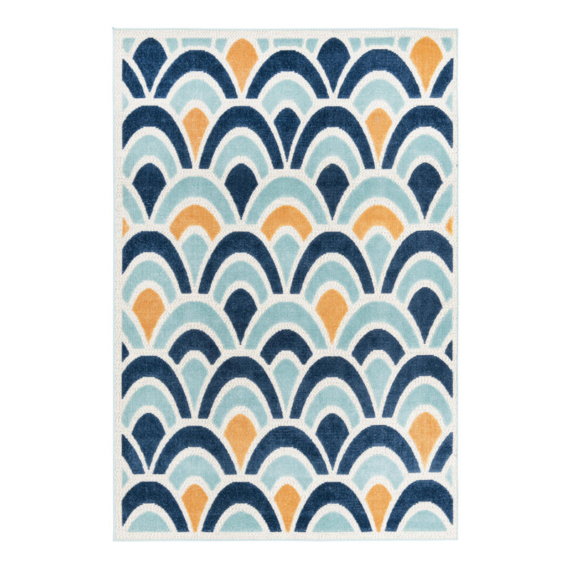 Hayworth Indoor/Outdoor Rug Blue, Rectangle 6' x 9'