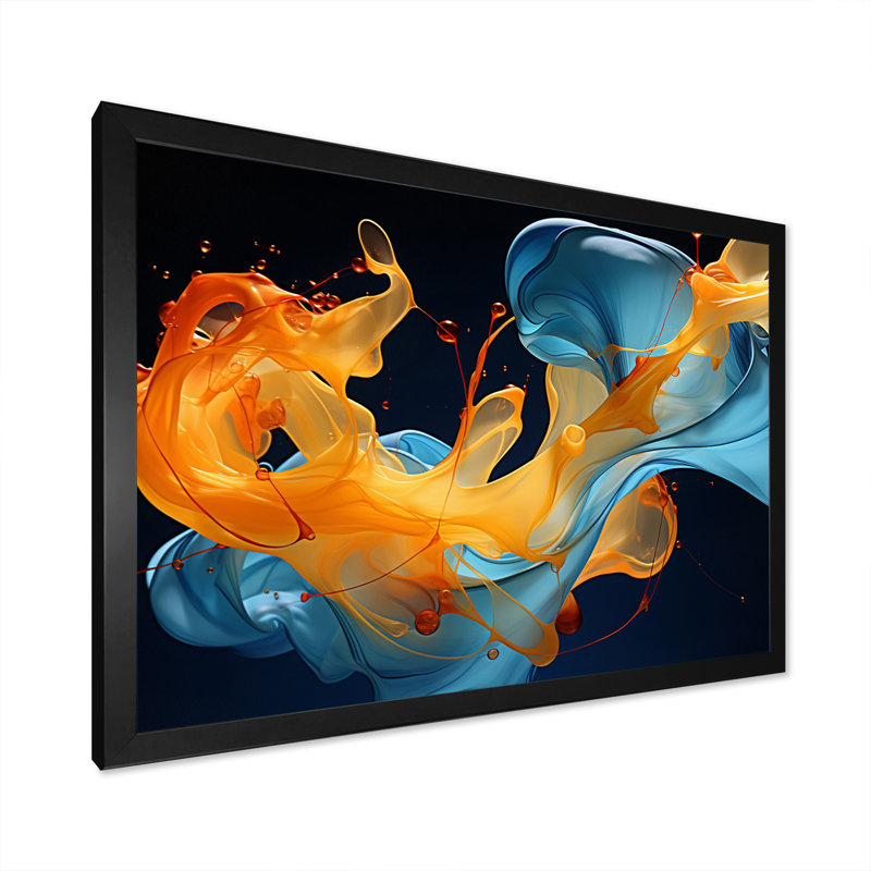 «Ink Wave Rhythms» - Impression, H 12 po x l 20 po x P 1 po, Cadre photo noir