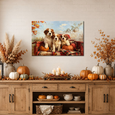 Fall Wall Art, Pumpkin Canvas Wall Art Autumn Artwork, Cozy Painterly Pumpkin Pictures for Living Room Decor, Gallery-Wrapped Canvas for Entryway, Bedroom, Thanksgiving, 12×18 in