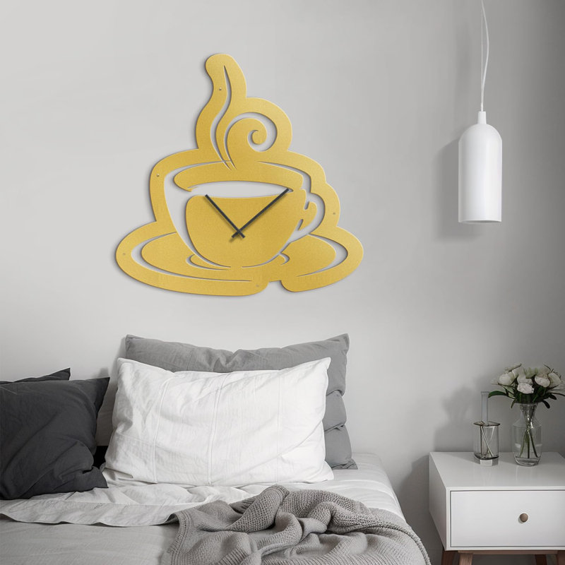 Metal Wall Clock, Gold, 30" W x 30" H