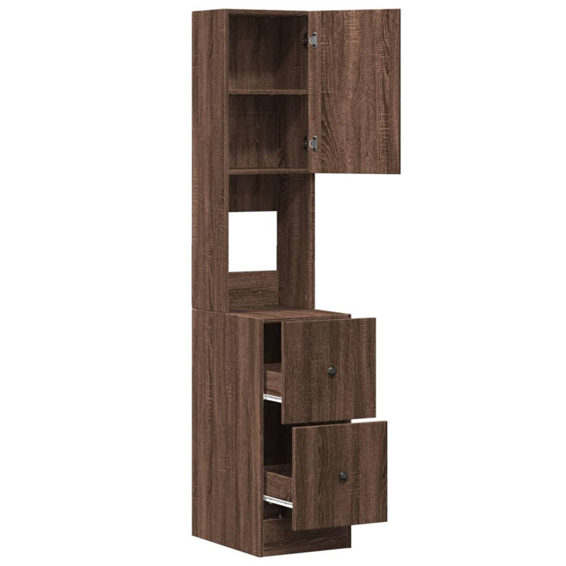 Kitchen Cabinet 35X50x180 Cm Engineered Wood, Brown Oak