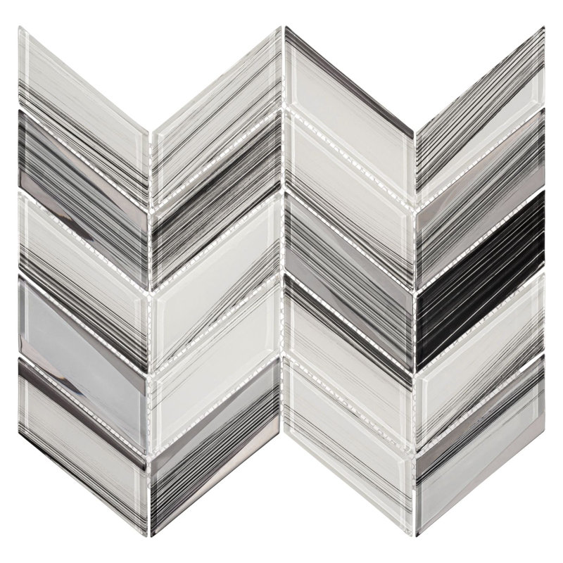 Lausanne 2-in. x 5-in. Striated Chevron Glossy Glass Mosaic Wall & Floor Tile, Penau