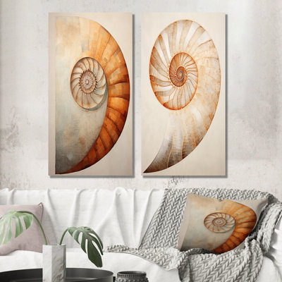 Cuivre cuivré spirales Nautilus - ensemble de 2 décorations murales en métal Nautilus