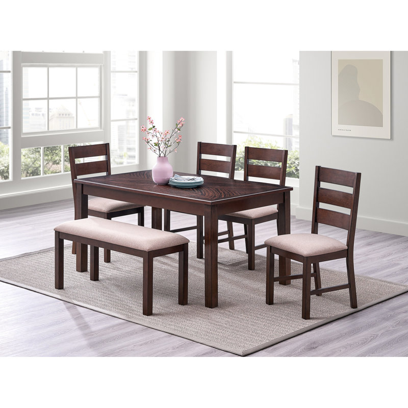 Antique Cherry Dining Table - Solid Wood Rectangular With Practical Covered Top Modern Enhanced And Tough Surface