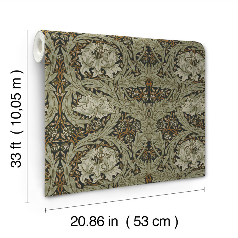 African Marigold Black Floral Wallpaper, Black
