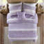 Courtepointe très grande / très grande taille, jeté, courtepointe en microfibre imprimée, trois motifs floraux, coussin froncé, lavable à la machine 4 pièces - style Shabby Chic, 2 taies décoratives, 1 jeté