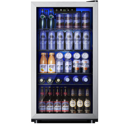 Simzlife 126 Cans 3.2 Cubic Feet Freestanding/Built-in Beverage Refrigerator with Glass Door