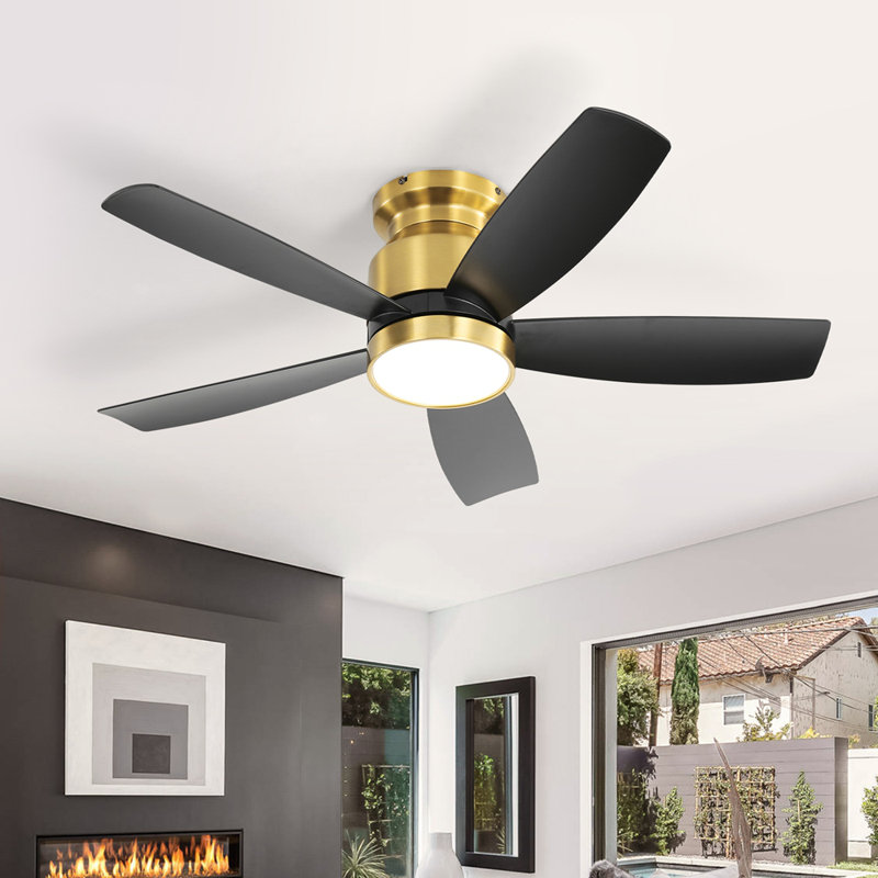 Ventilateurs de plafond encastrés 42 pouces avec lumière DEL 22W et télécommande 5 pales de ventilateur en ABS pour l'intérieur