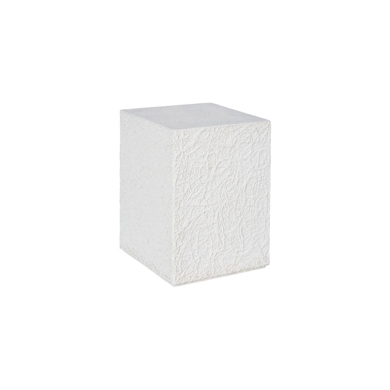 String Theory Pedestal, White Stone, 20" H x 14" L x 14" D