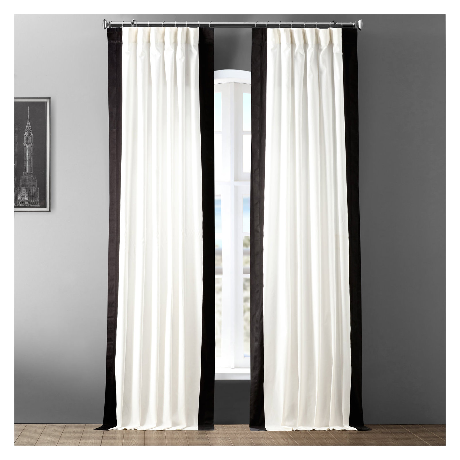 Limone Printed Cotton Curtains for Living Room & Bedroom Curtains for Large Window Single Panel Drape, 50" x 108"
