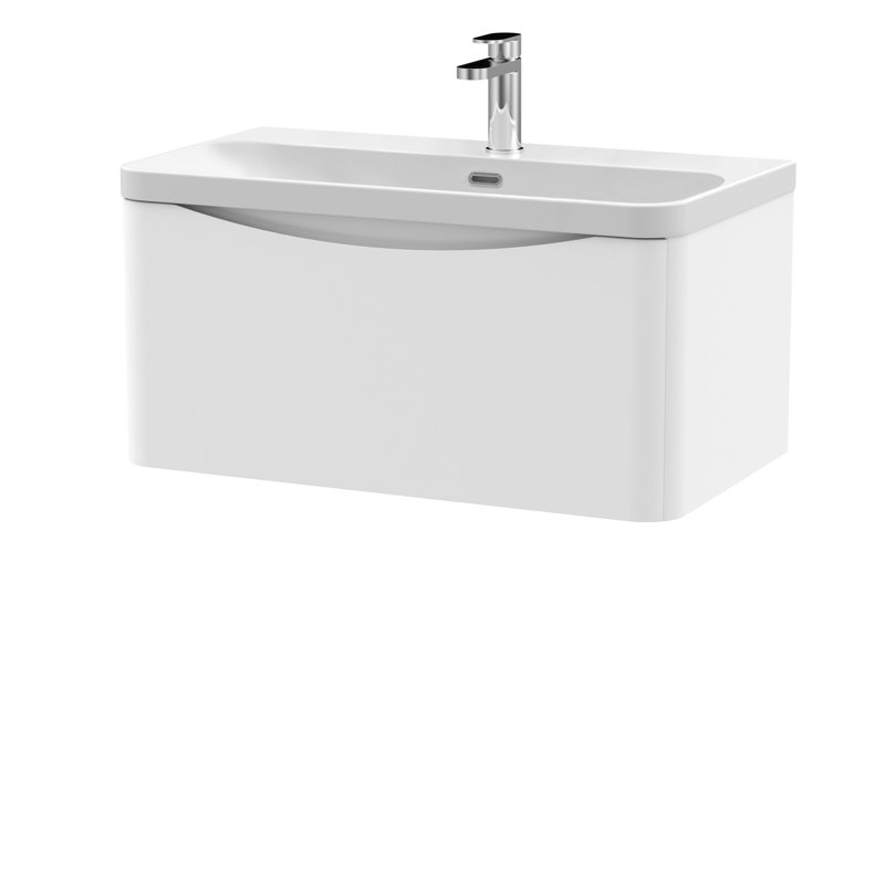 Lunar Bathroom Vanity, Satin White, 80.7 cm W