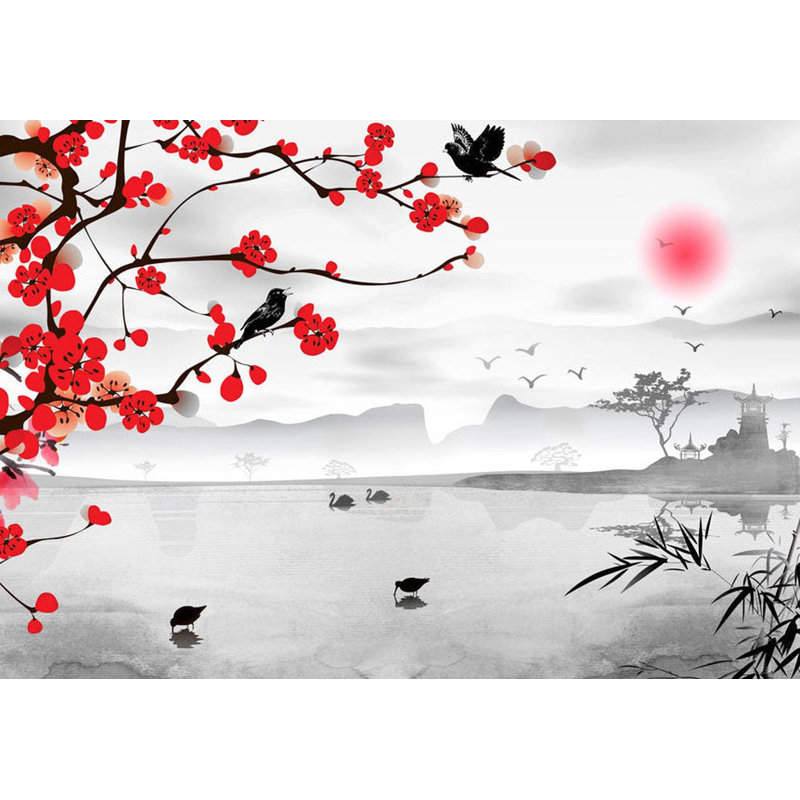 Murale paysage pelez et collez - Jardin japonais, L 96 po x L 68 po