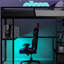 Lit superposé double en métal avec DEL, bureau, garde-robe ouvert et 3 tiroirs de rangement pour la literie-121110448