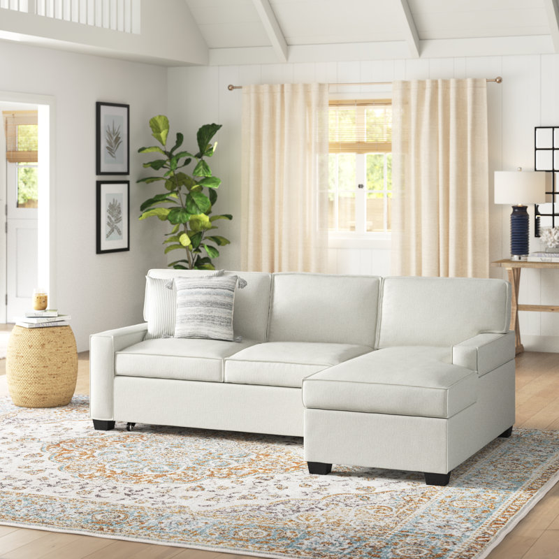 Canapé-lit modulaire coulissant avec méridienne 2 pièces Yates, Polyester blanc