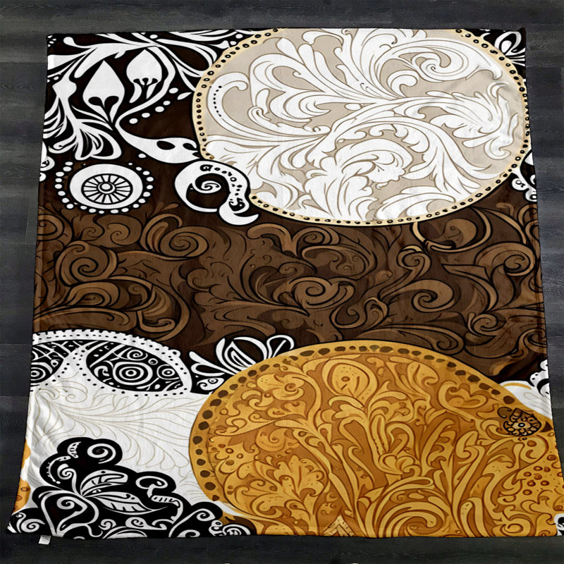 Throw Blanket, 51" W x 60" L, Abstract/Demask, Orange/Brown/Tan