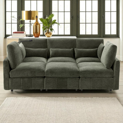 U-Shaped Modular Sectional Sofa With Ottoman And USB Ports