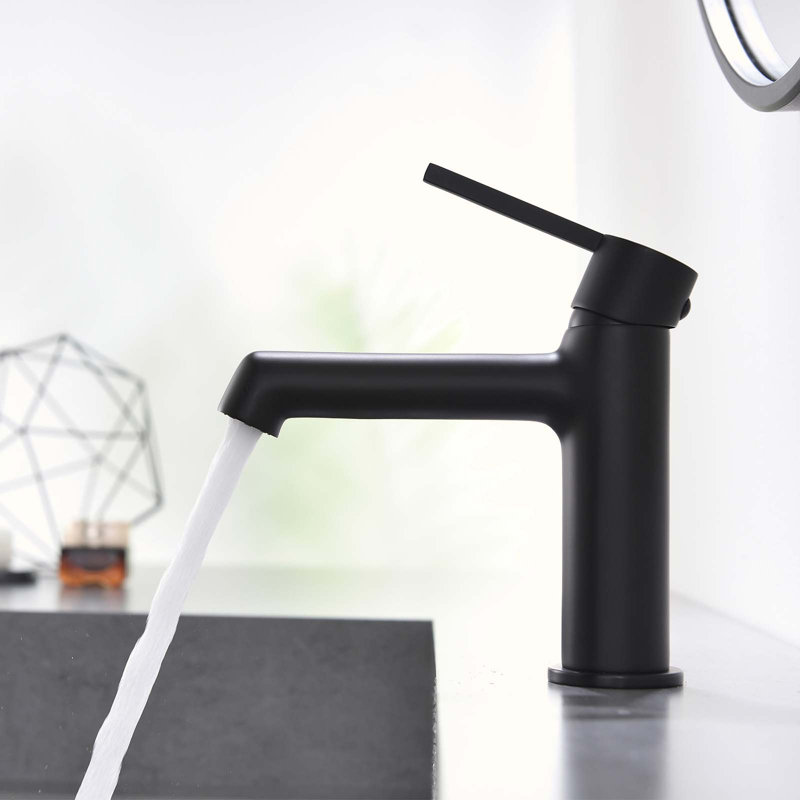 Robinet de salle de bain monocorps et monocommande, Noir mat