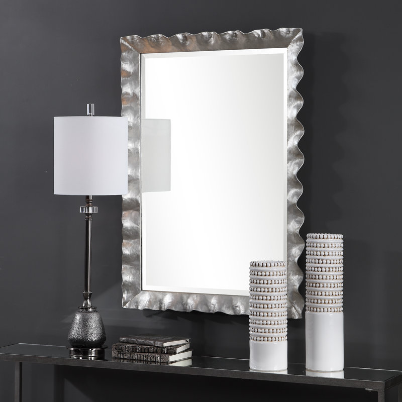Edith Metal Rectangle Wall Mirror, Silver Leaf