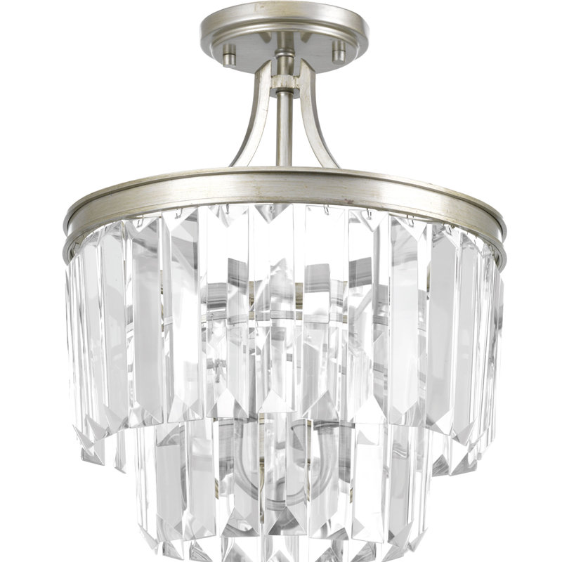 Galene Glass Semi Flush Mount, Silver Ridge