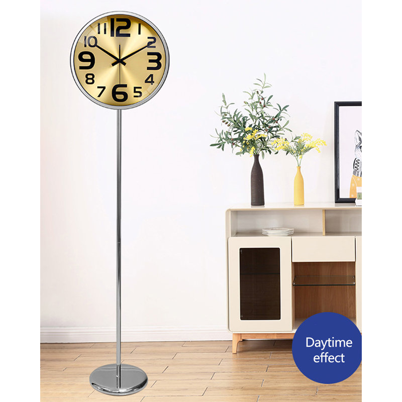 Élégante horloge de plancher autoportante en métal à gros chiffres pour le salon