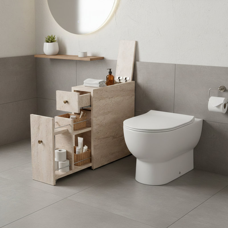 Valerian Modern Travertine 2-Drawer Bathroom Vanity Cabinet