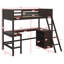 Lit mezzanine simple avec tablettes intégrées et zone d'étude, y compris poste de travail-1128135355