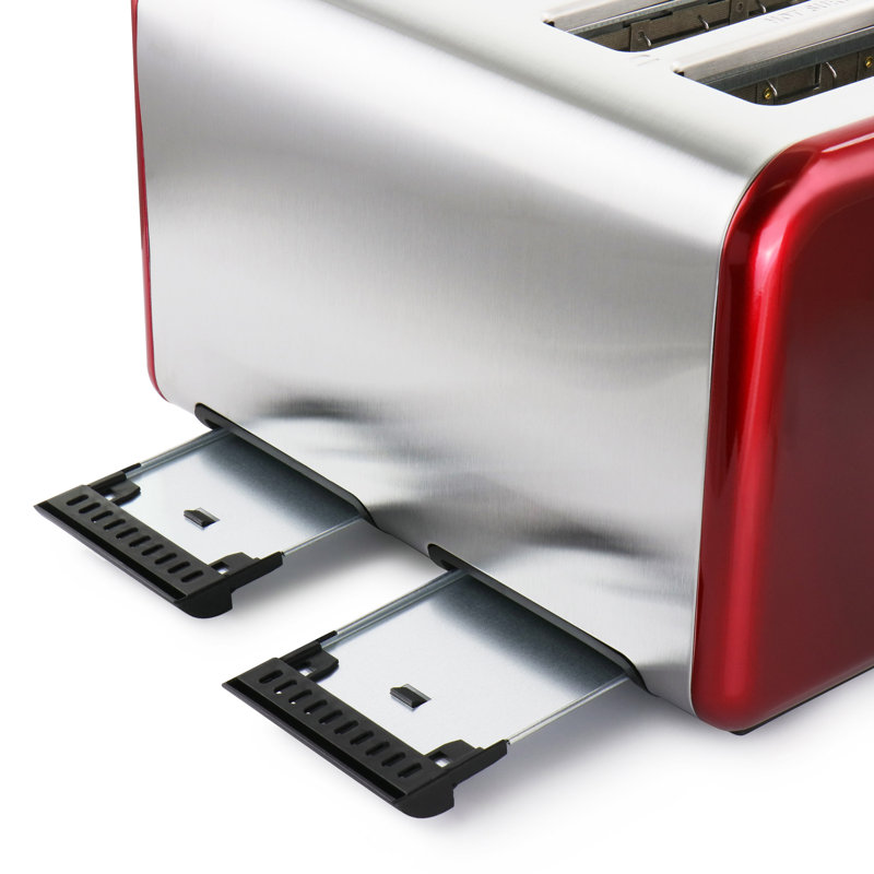 MegaChef 4-Slice Stainless Steel Toaster, Red