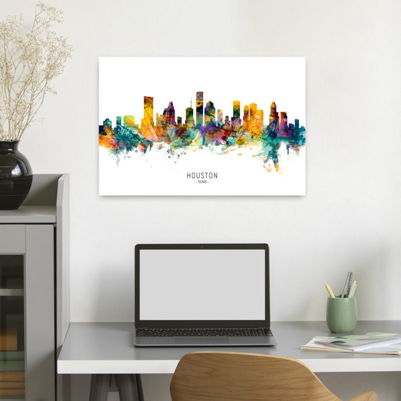 Vibrant Houston Skyline by Michael Tompsett - Wrapped Canvas Print, 60.96 cm H x 40.64 cm W