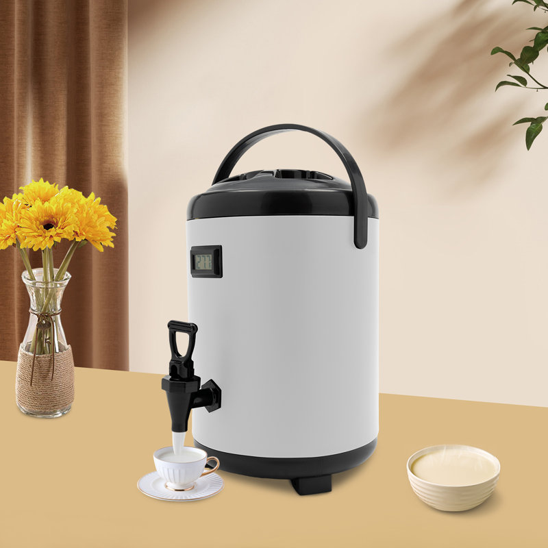 Distributeur de boissons chaudes et froides en acier inoxydable 8 litres avec thermomètre, Blanc