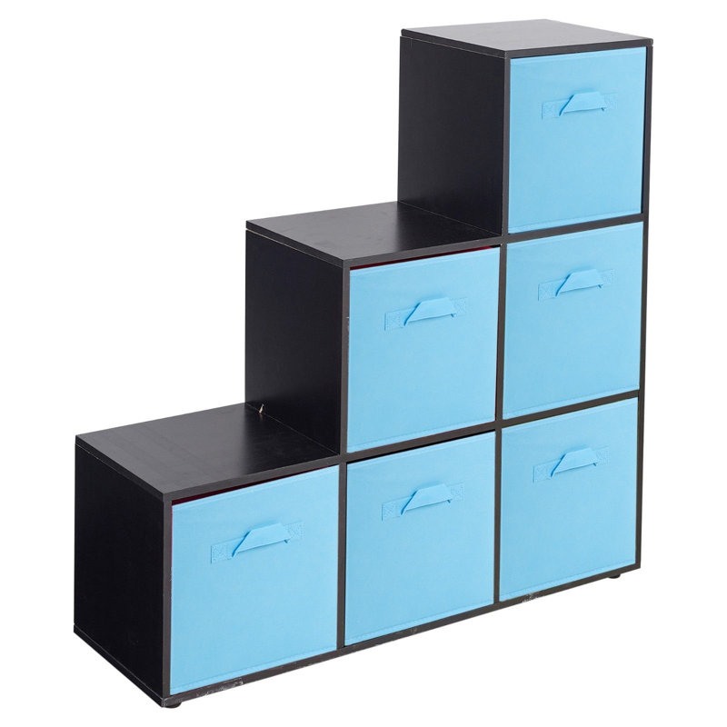 Joelle 90.5cm H x 89cm W Bookcase, Black/Sky Blue