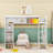 Queen Wood Loft Bed With Storage Shelves And Ladder-2112658793