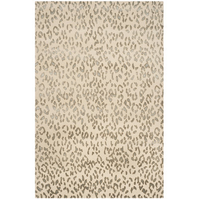 Noué à la main en laine/soie crème/bleu ciel Tapis décoratif