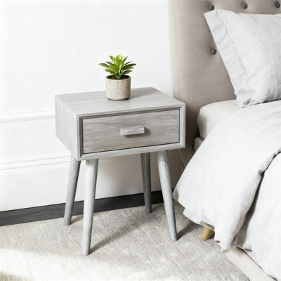 Table d'appoint moderne pour le salon et la chambre à coucher, table d'appoint industrielle avec finition gris ardoise, fabrication en bois de pin durable pour la décoration de bureau personnel