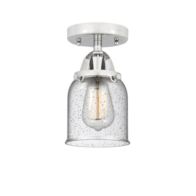 Glass Semi Flush Mount, 9.25" H x 5" W x 5" D, Seedy, Polished Chrome