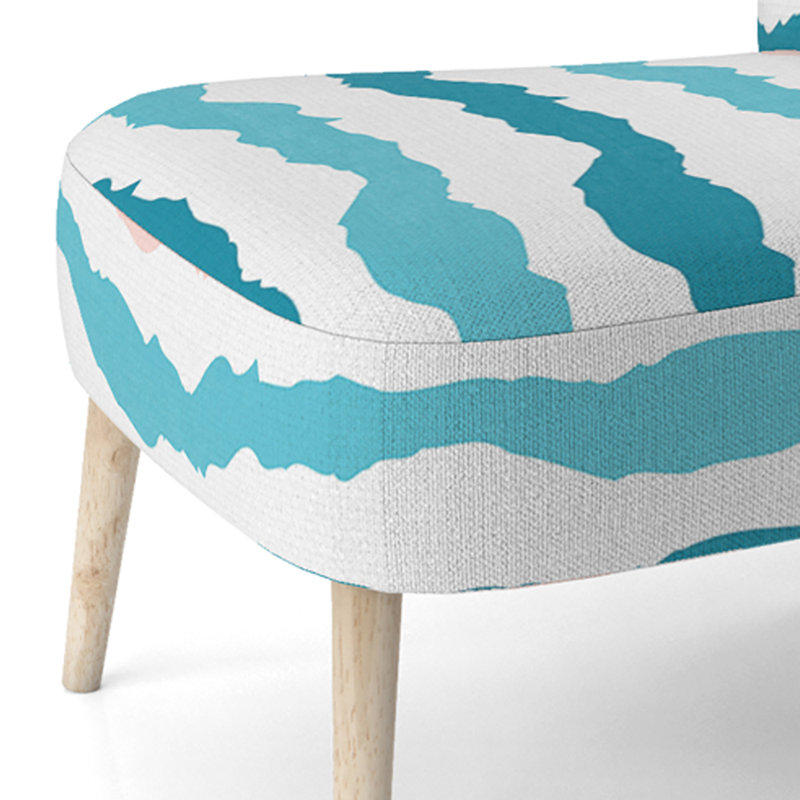 Chaise d'appoint d'appoint rembourrée à motifs et à rayures bleues