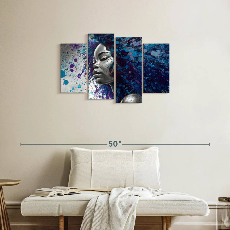 Leisha Splashy bleu Afro, H 22 po x l 36 po