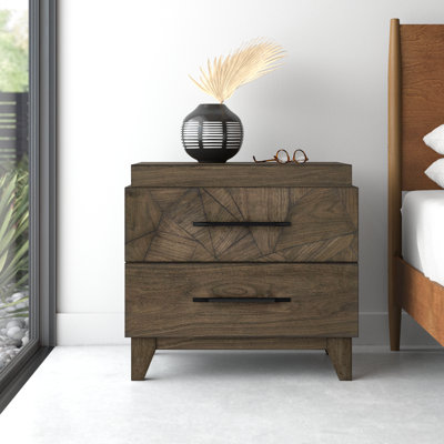 Huasser Table de chevet 2 tiroirs Racher