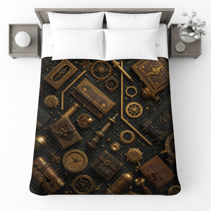 Couvre-lit matelassé Steampunk Accessoires Collection toutes tailles, Lit simple