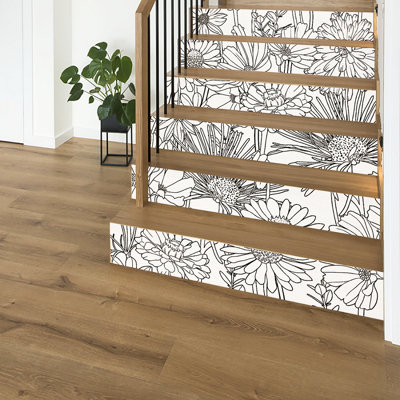 Sketch Dahlia Textured Vinyl Stair Riser Stickers
